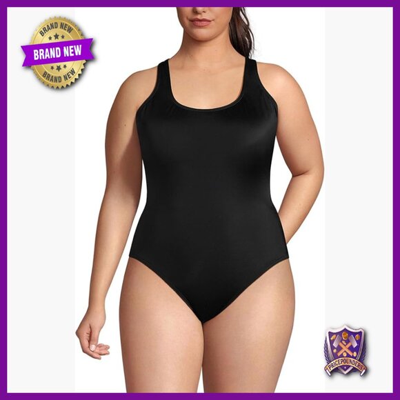 Chlorine Resistant Scoop Neck X-Back High Leg One Piece Swimsuit Size 14